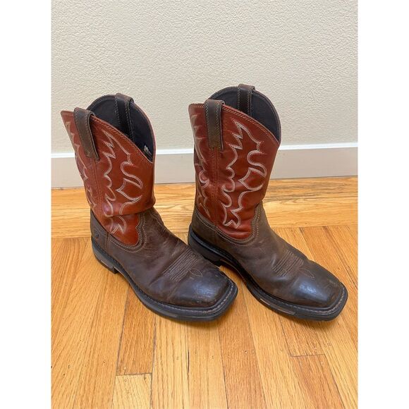 Ariat WorkHog Men's Square Toe Work Boots Brown Size 10EE Western Style - Picture 8 of 13